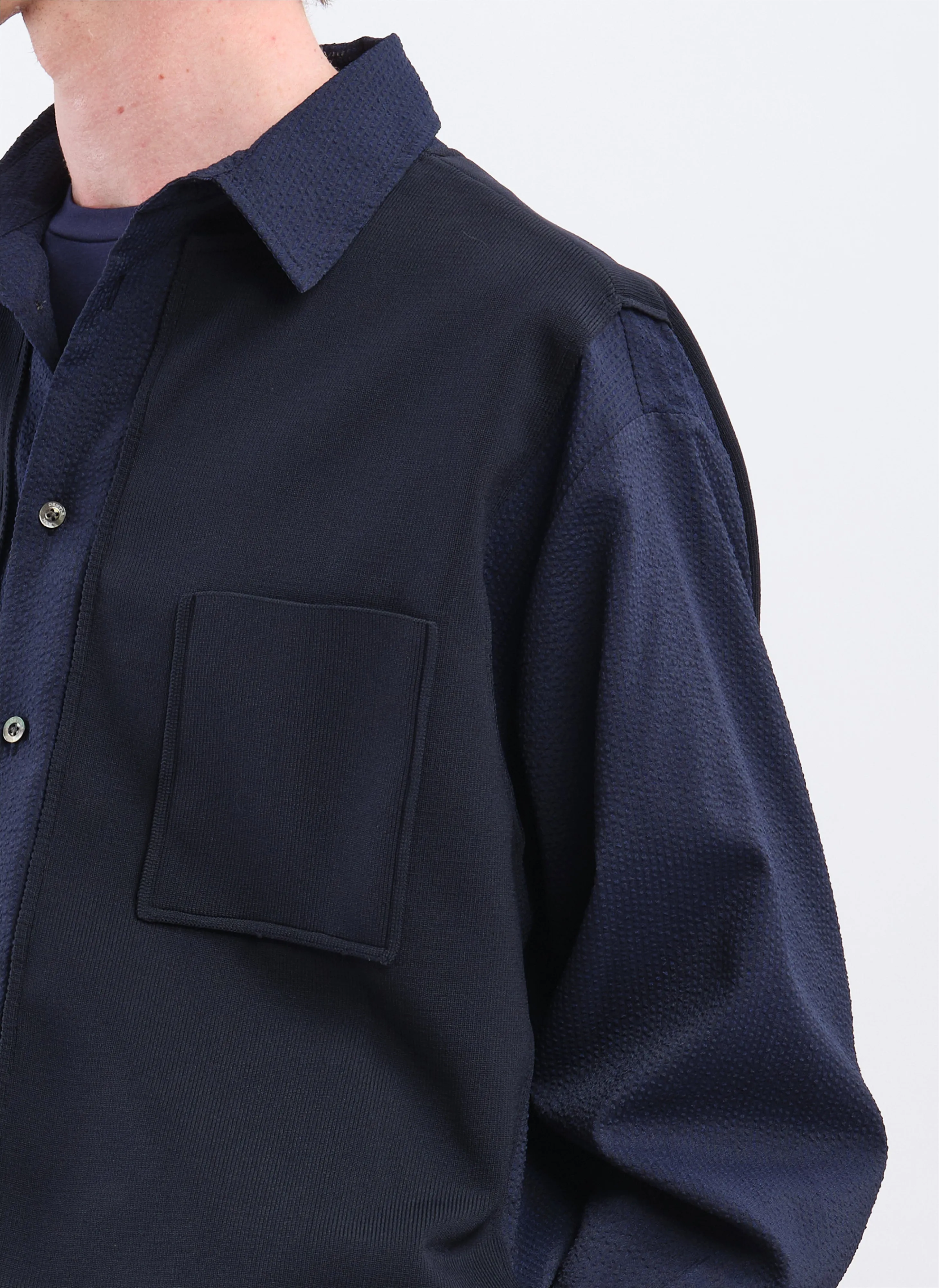 Polyester Business Knit Blocking Shirt