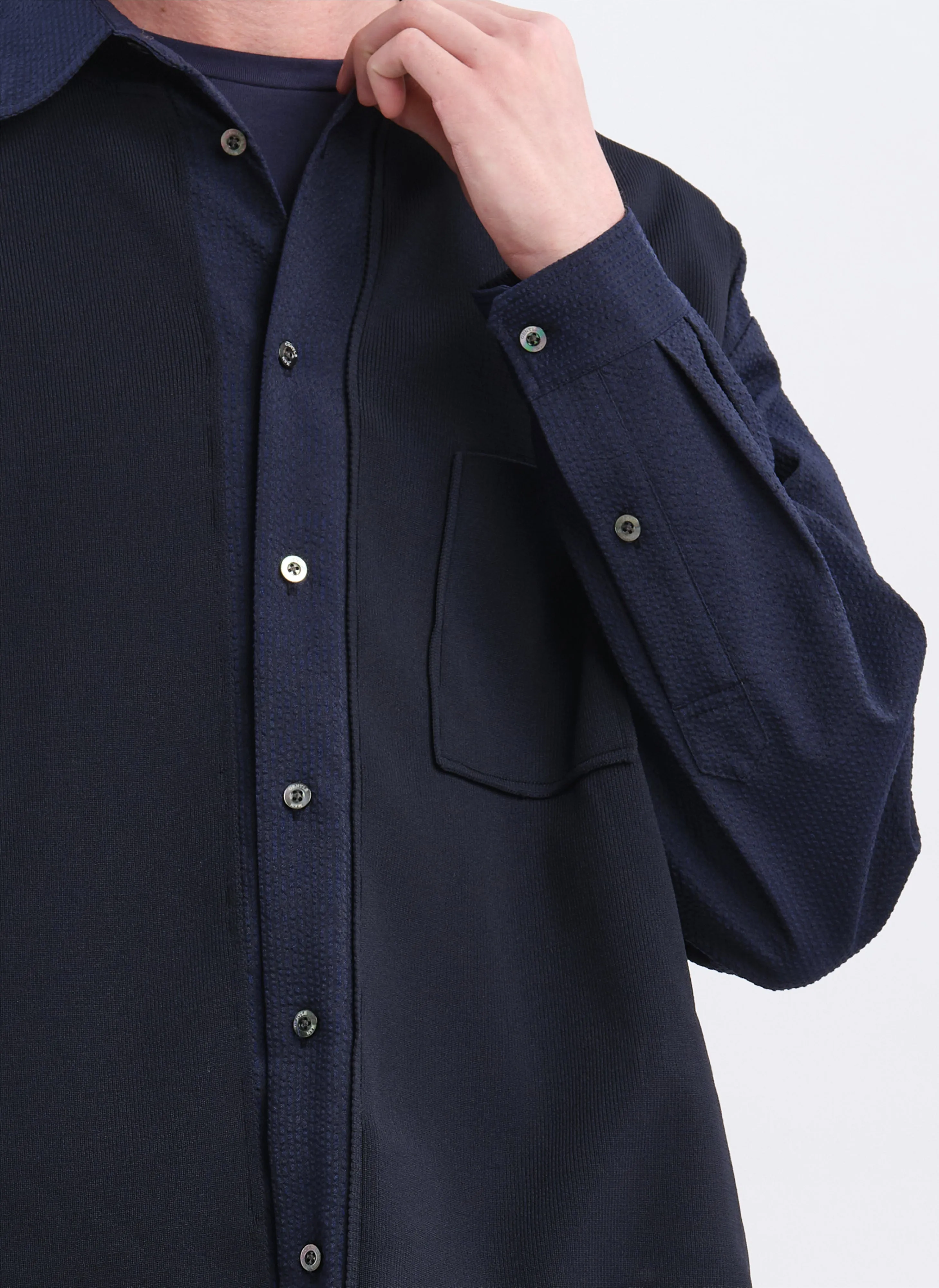 Polyester Business Knit Blocking Shirt