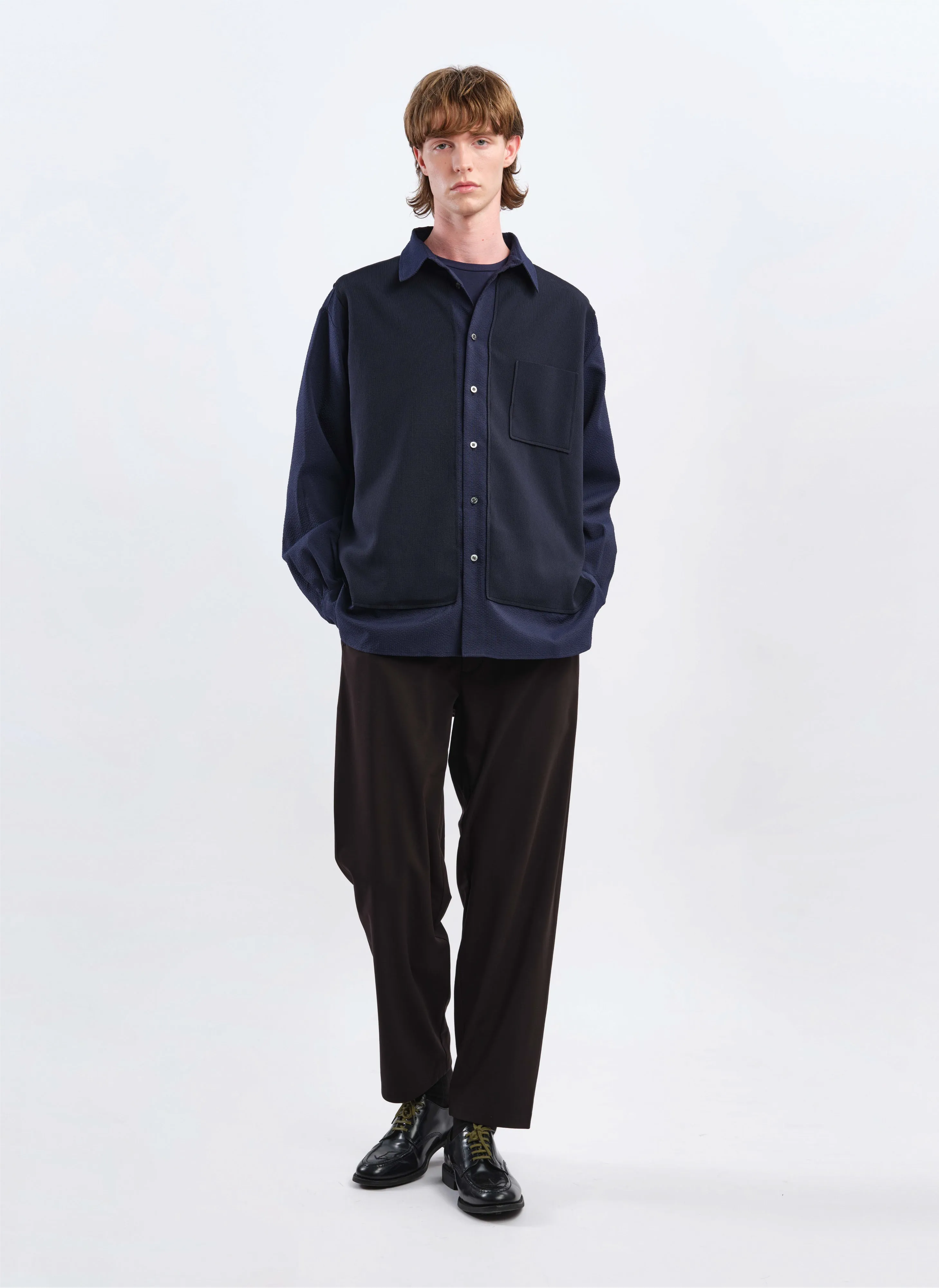 Polyester Business Knit Blocking Shirt
