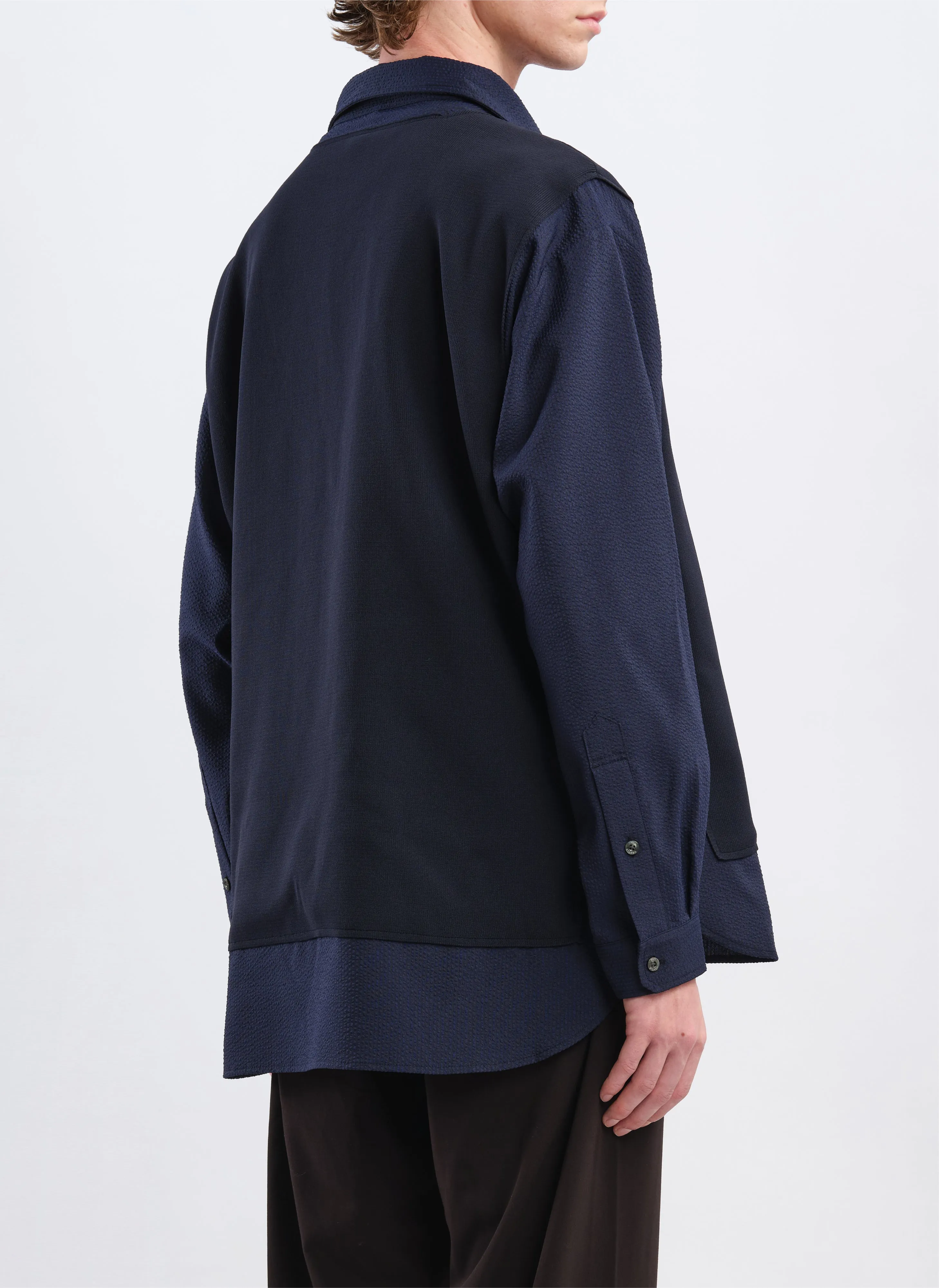 Polyester Business Knit Blocking Shirt