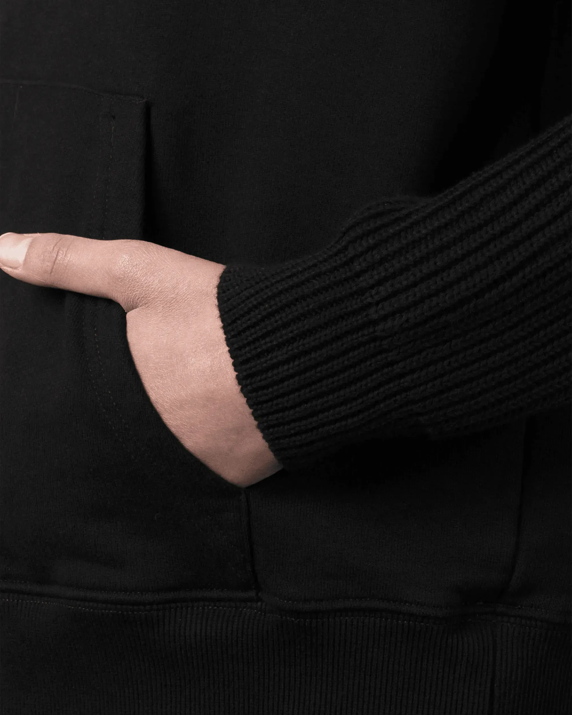 Ribbed Sleeve Hoodie