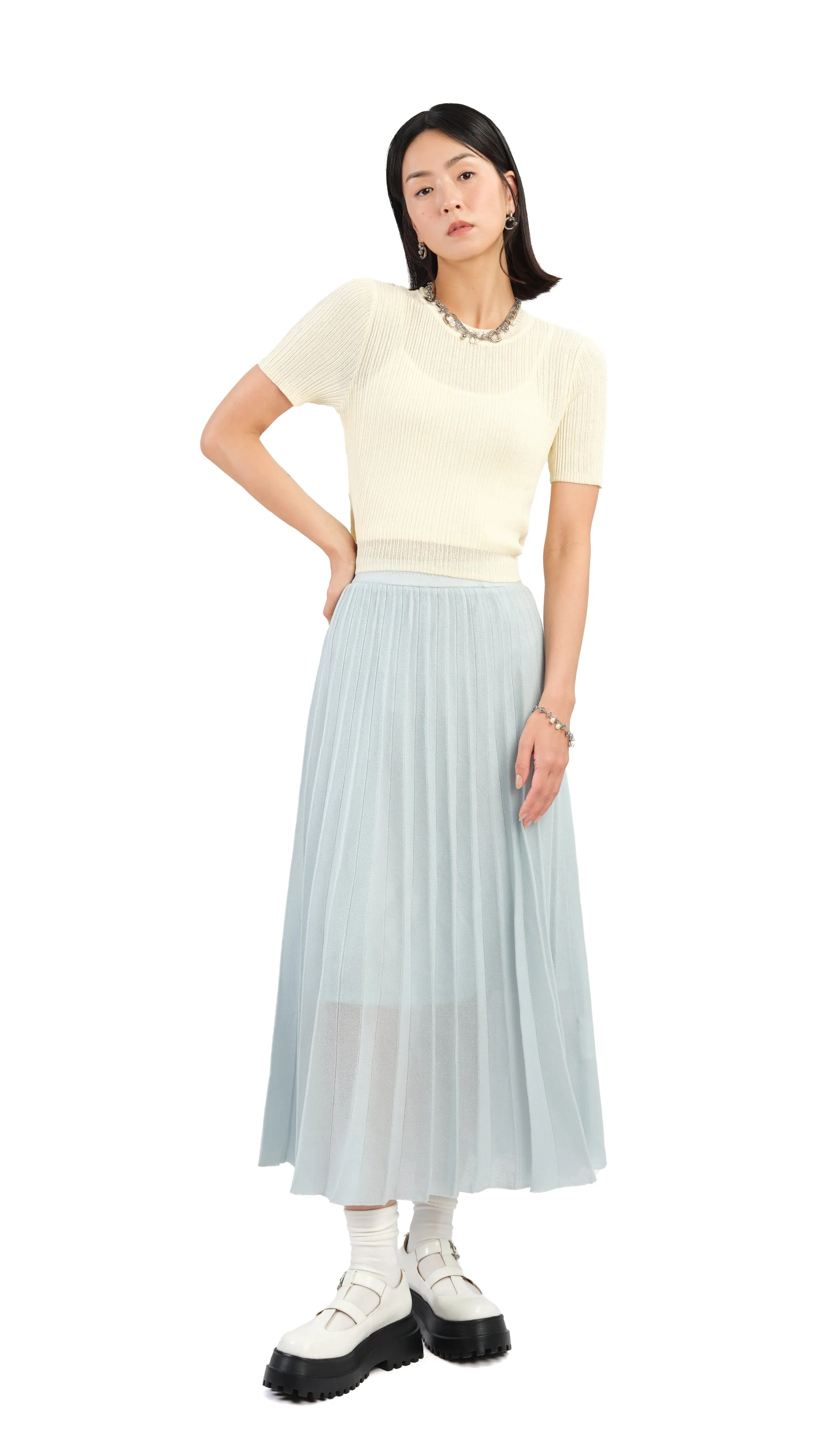 Short Sleeves Tie-Waist Sweater