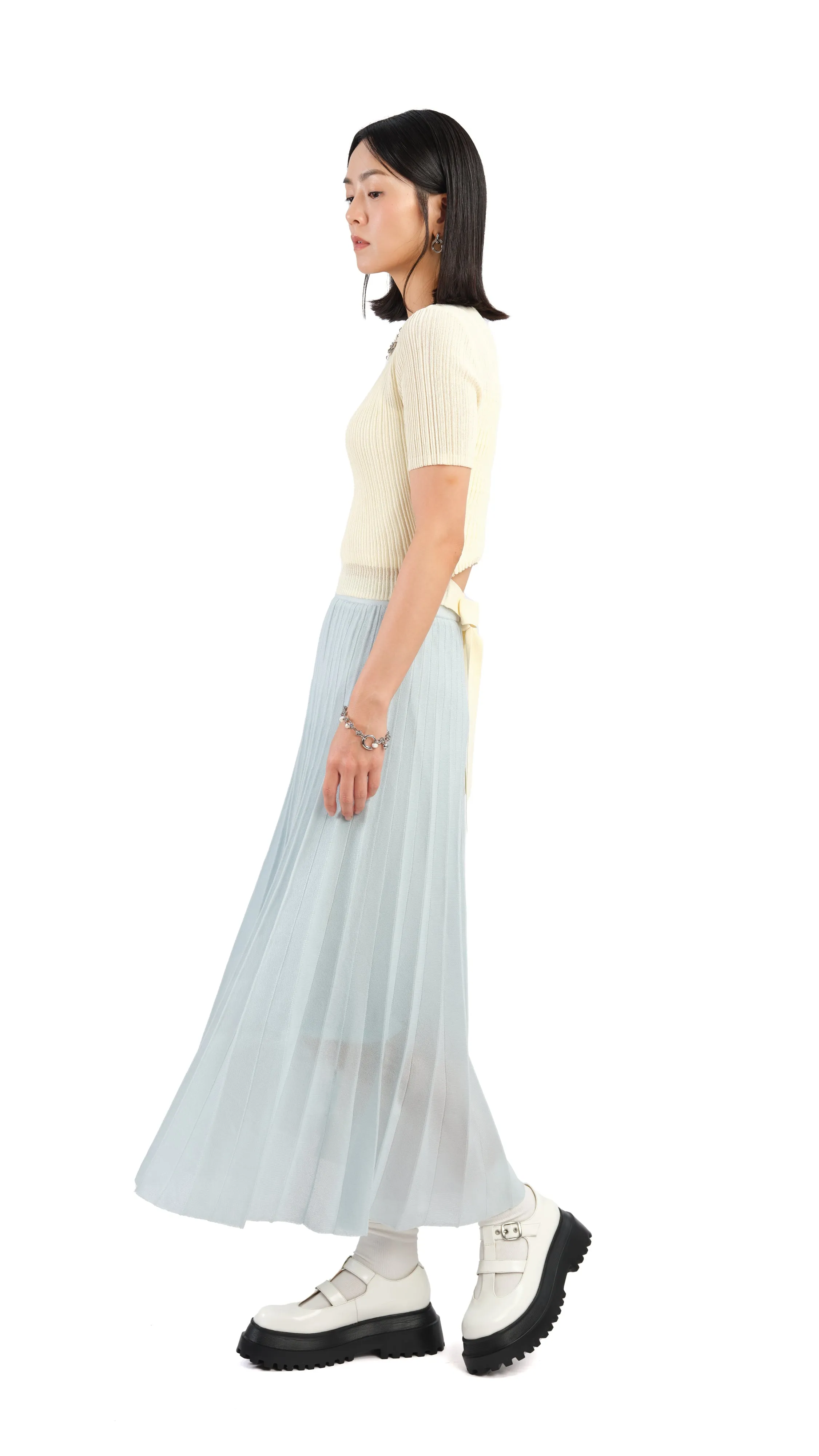 Short Sleeves Tie-Waist Sweater