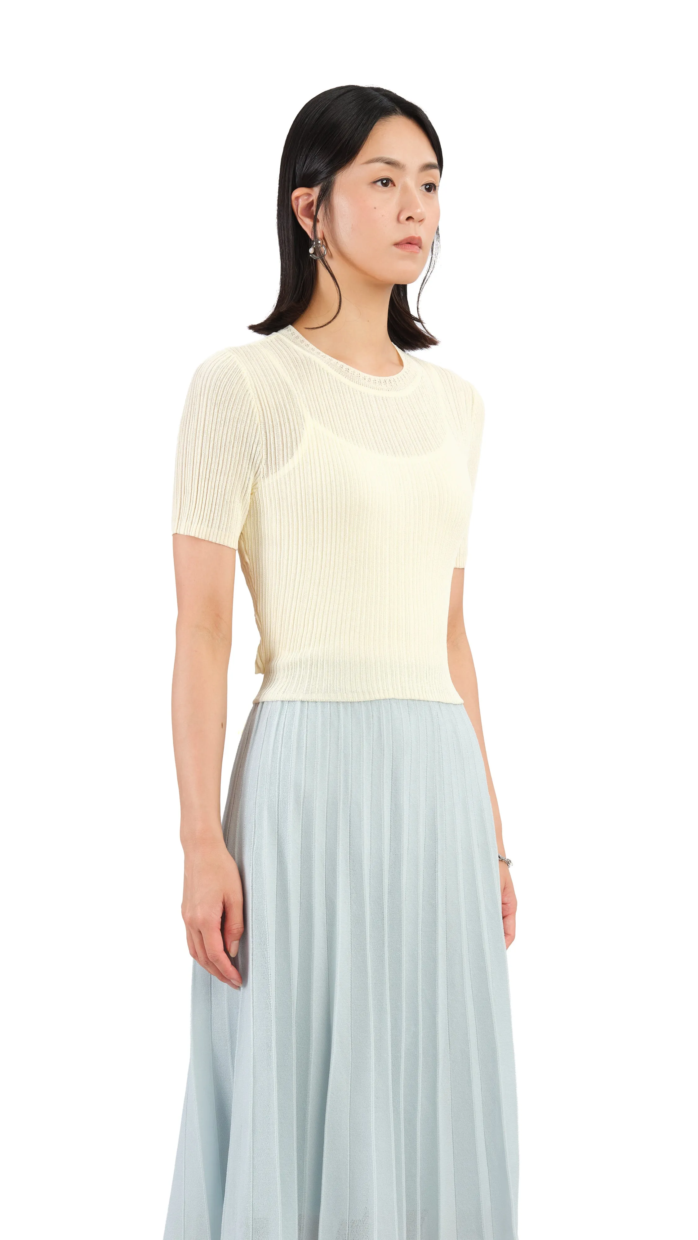 Short Sleeves Tie-Waist Sweater