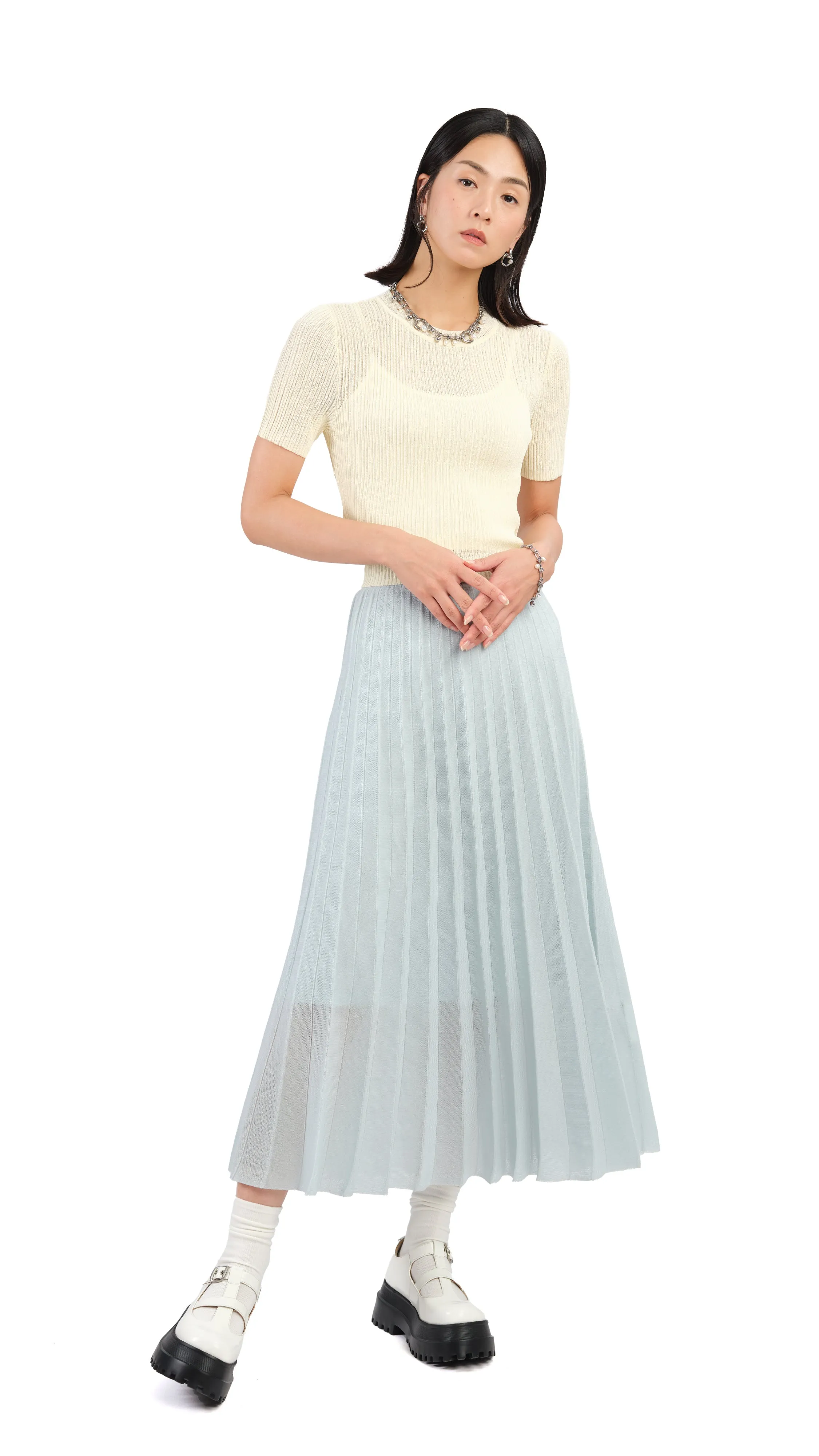 Short Sleeves Tie-Waist Sweater