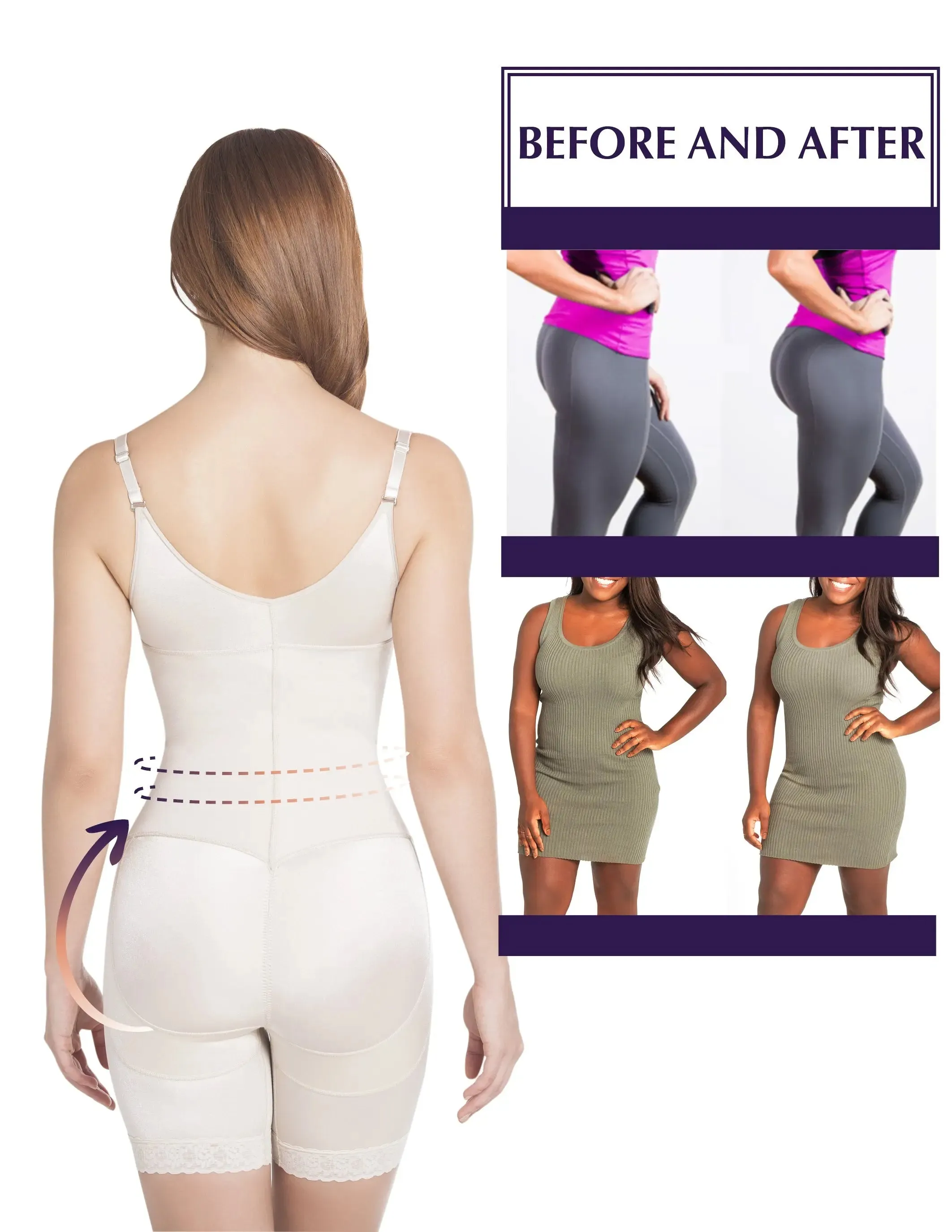 Siluet 1108 Thermal latex shaper Mid-Thigh style without zipper