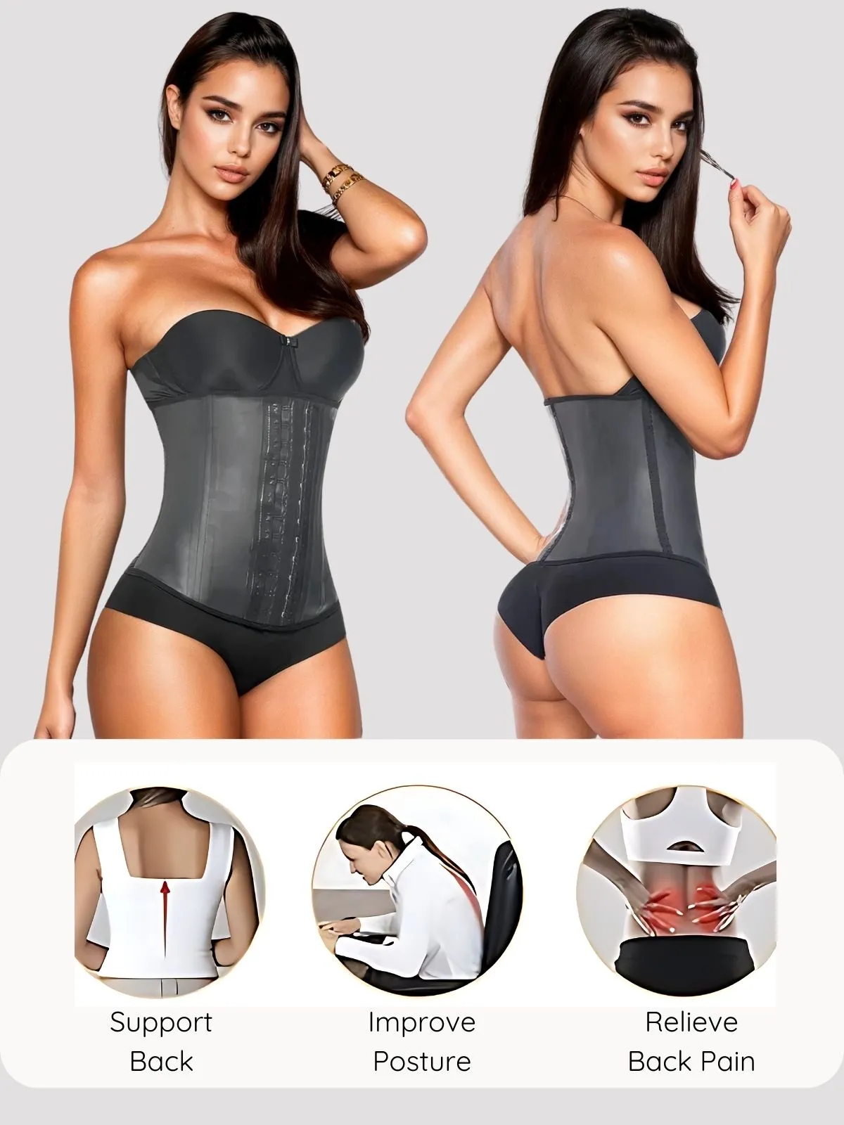 Siluet F20N / F21 High Compression Natural Latex Waist Trainer with Triple Hook-and-Eye Closure