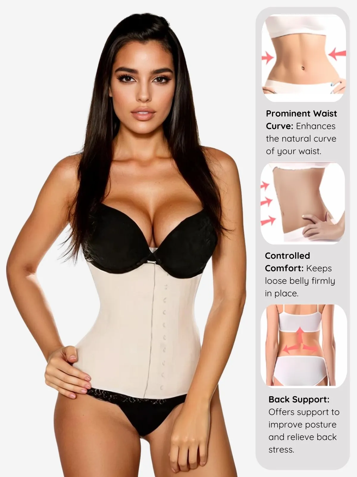 Siluet F20N / F21 High Compression Natural Latex Waist Trainer with Triple Hook-and-Eye Closure