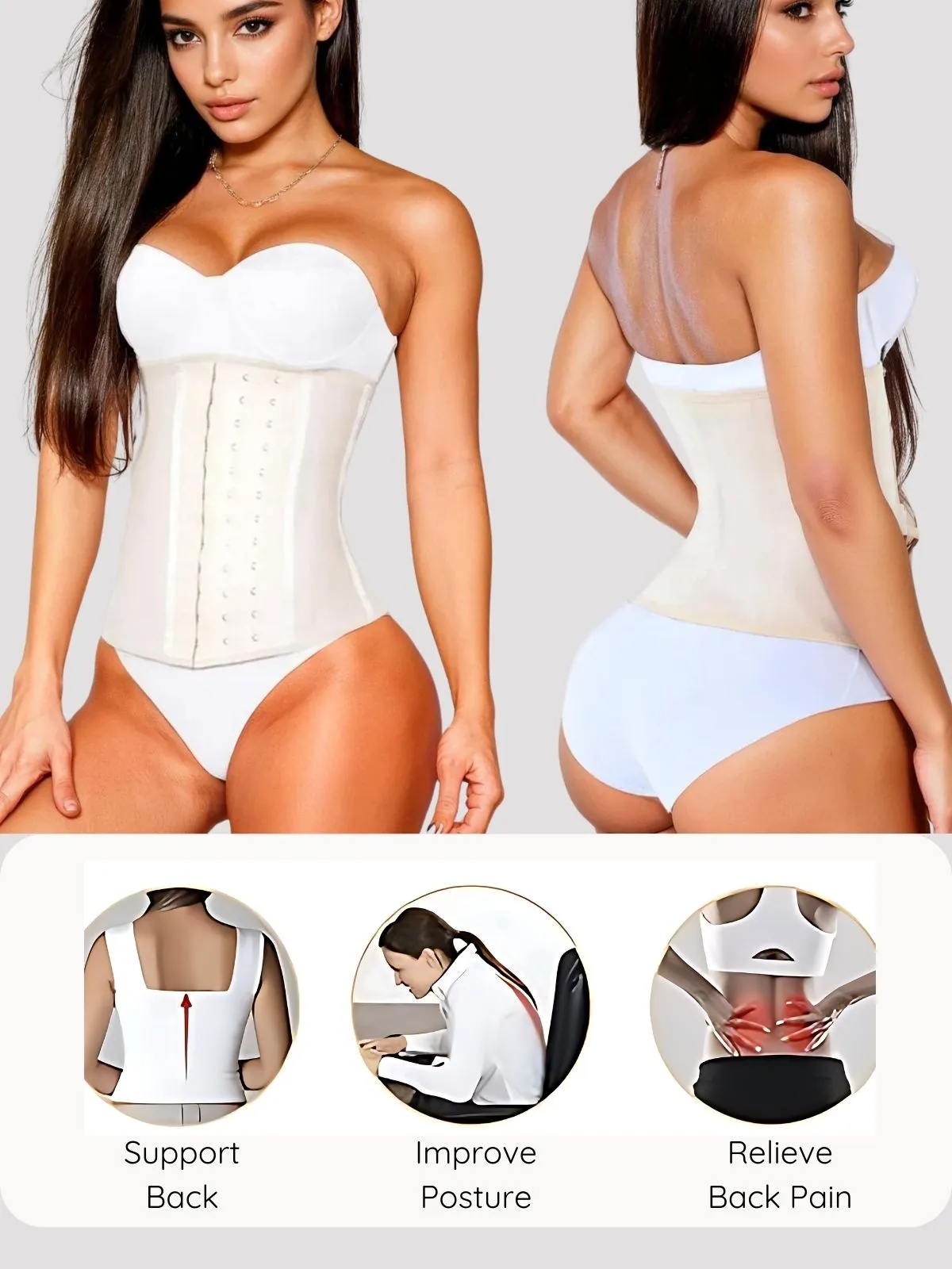 Siluet F20N / F21 High Compression Natural Latex Waist Trainer with Triple Hook-and-Eye Closure