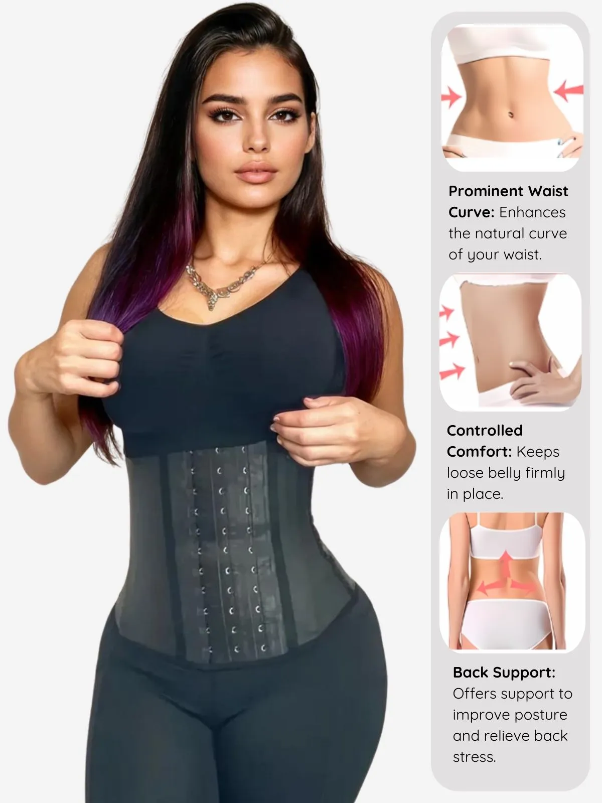 Siluet F20N / F21 High Compression Natural Latex Waist Trainer with Triple Hook-and-Eye Closure