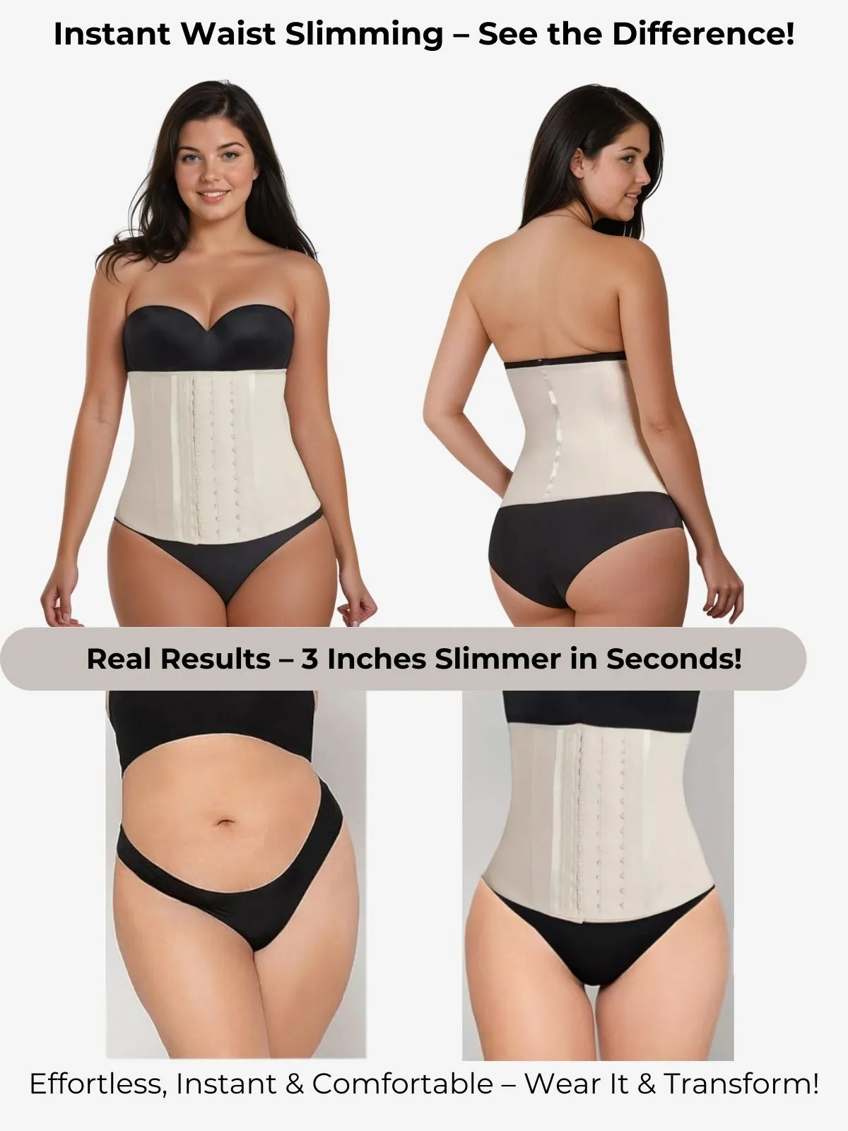Siluet F20N / F21 High Compression Natural Latex Waist Trainer with Triple Hook-and-Eye Closure