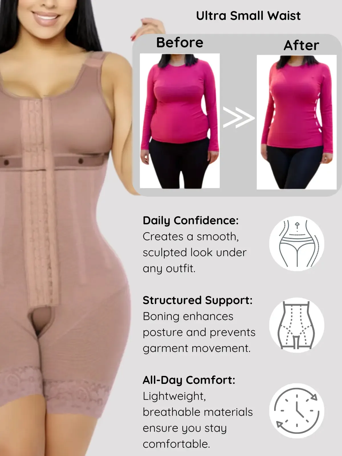 Siluet Full-Body Shapewear with Built-In Bra and Boning - Achieve the Perfect Hourglass Figure