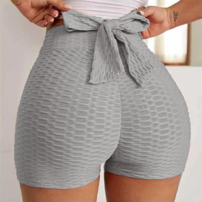 Solid Textured Hip Lifting Shorts