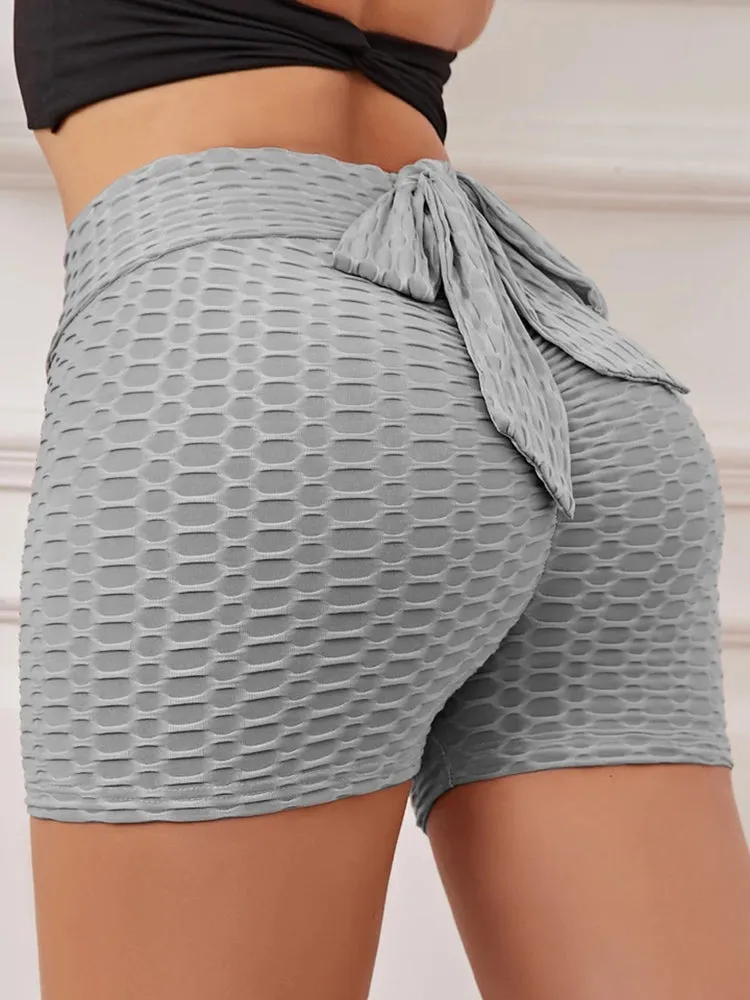 Solid Textured Hip Lifting Shorts