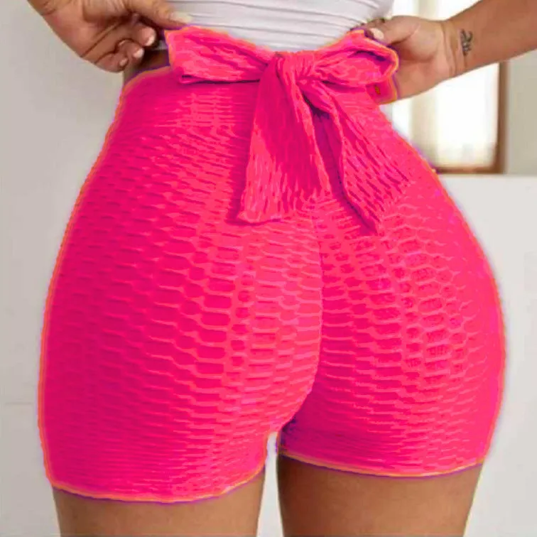 Solid Textured Hip Lifting Shorts