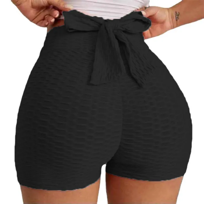 Solid Textured Hip Lifting Shorts