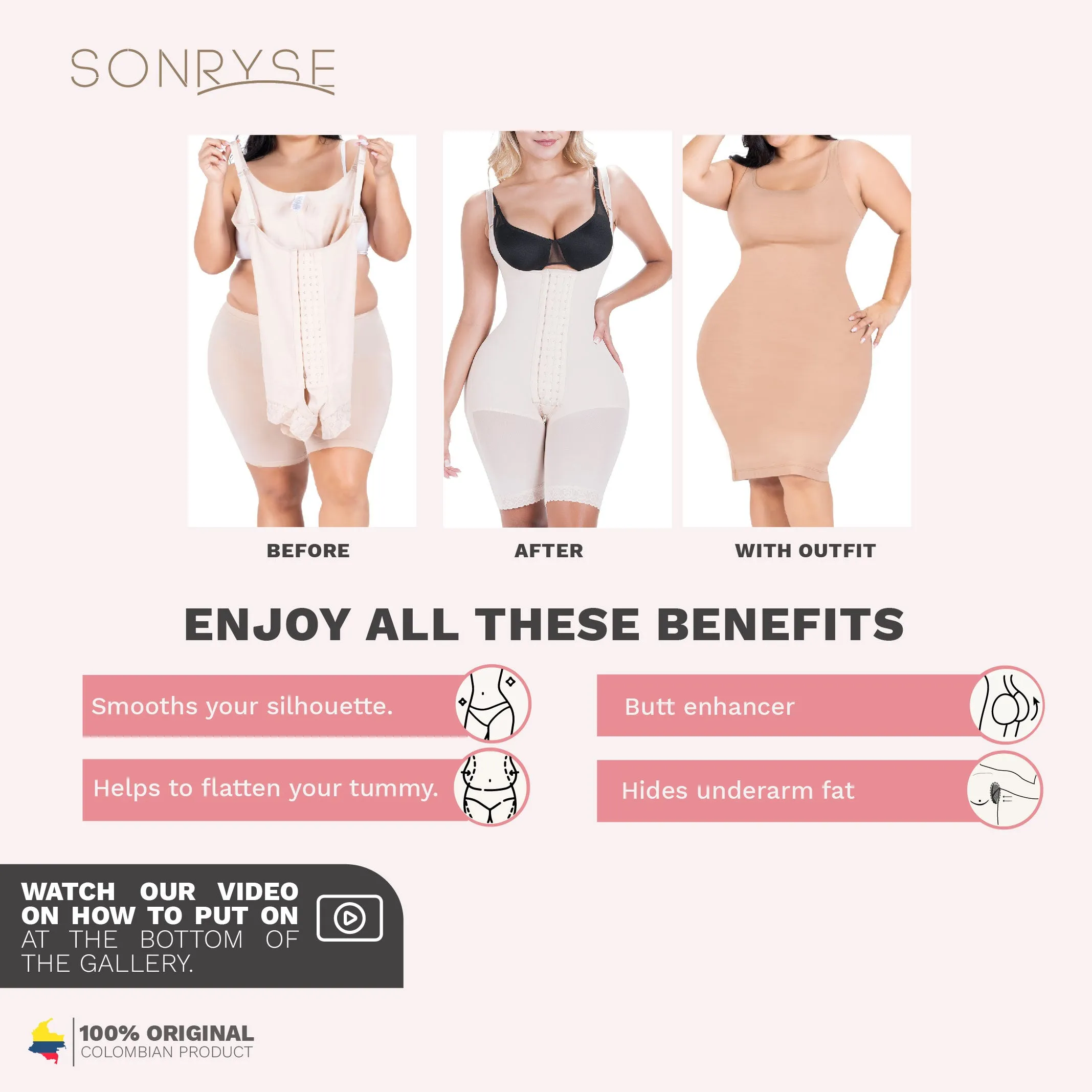 SONRYSE 048BF |  Post Surgery and Pospartum Open Bust Shapewear Fajas Colombianas | Powernet