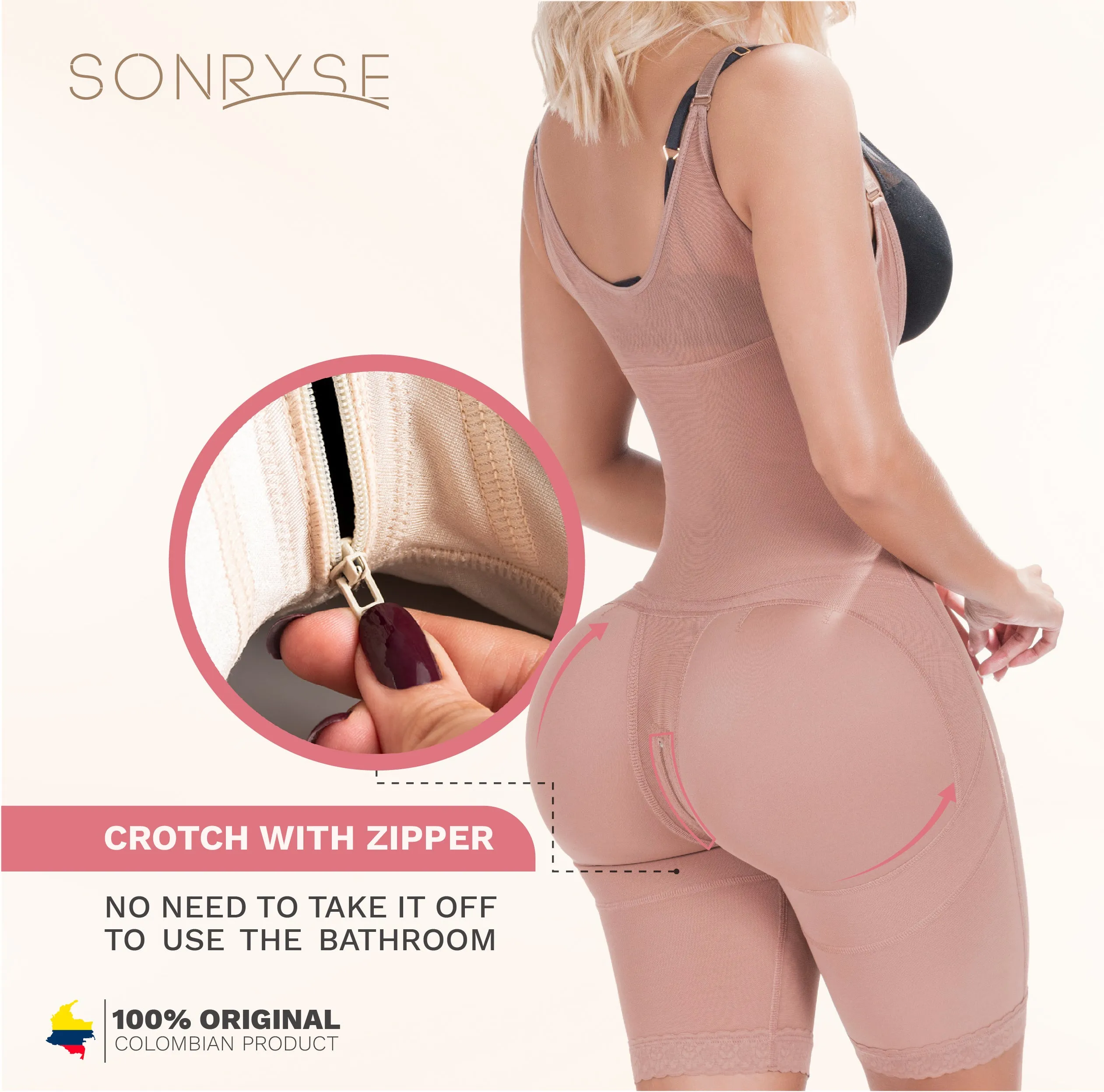 SONRYSE 048BF |  Post Surgery and Pospartum Open Bust Shapewear Fajas Colombianas | Powernet