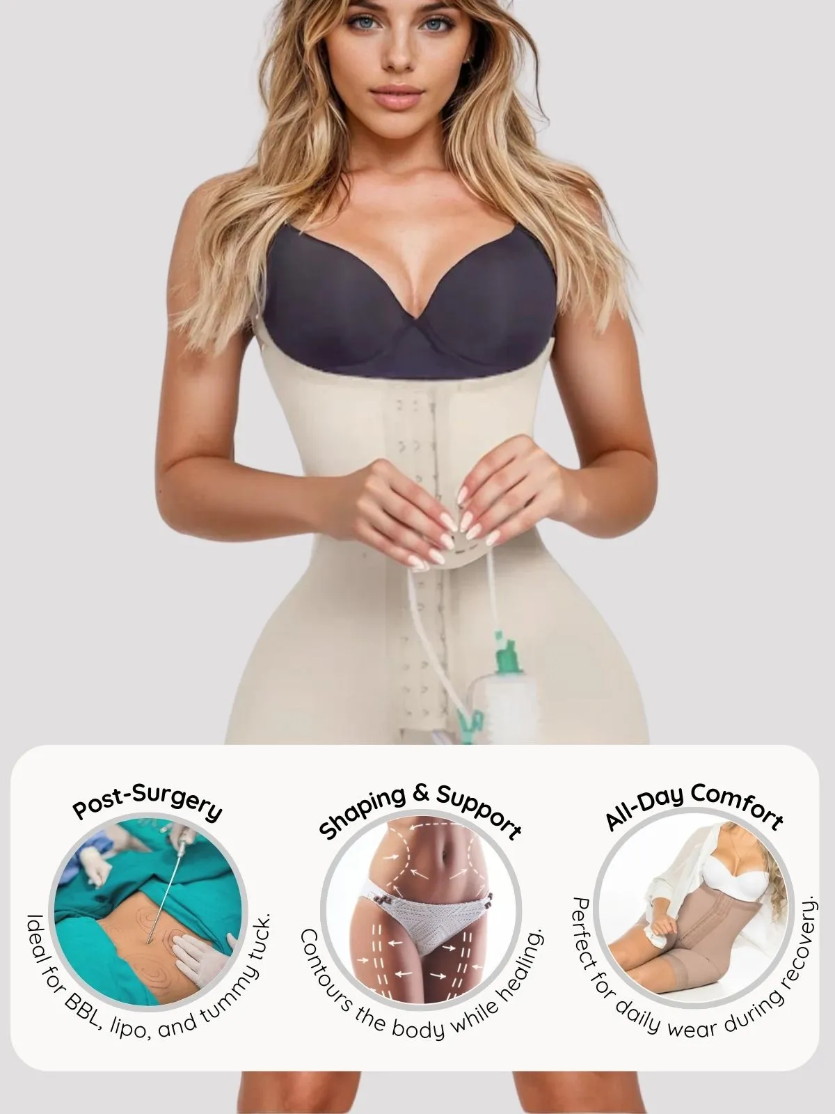 Stage 1 Post-Surgical Compression Garment – Ideal for BBL, Lipo, Tummy Tuck Recovery & Hourglass Shaping