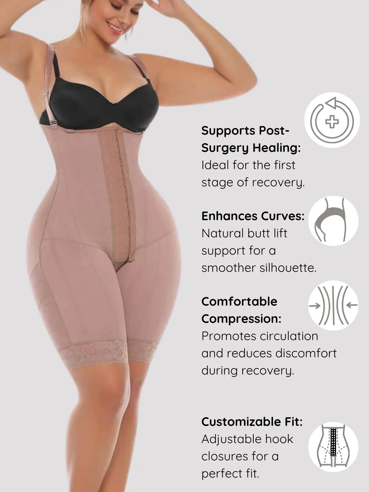 Stage 1 Post-Surgical Compression Garment – Ideal for BBL, Lipo, Tummy Tuck Recovery & Hourglass Shaping