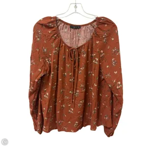 Top Long Sleeve By Final Touch In Brown, Size: L