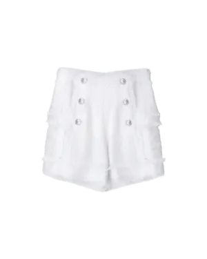 Tweed Silver-Tone Button Shorts