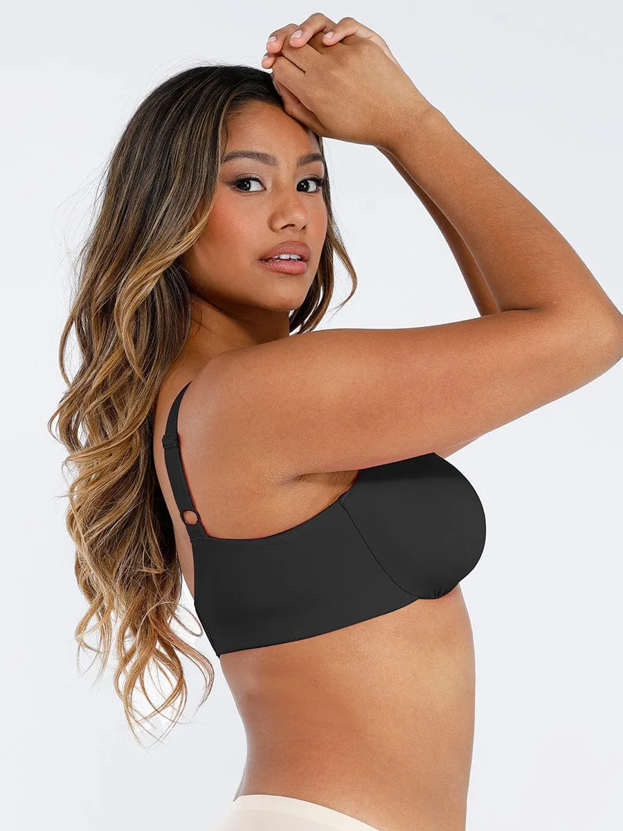 Unpadded Underwired Deep V-Neck Side Support Bra