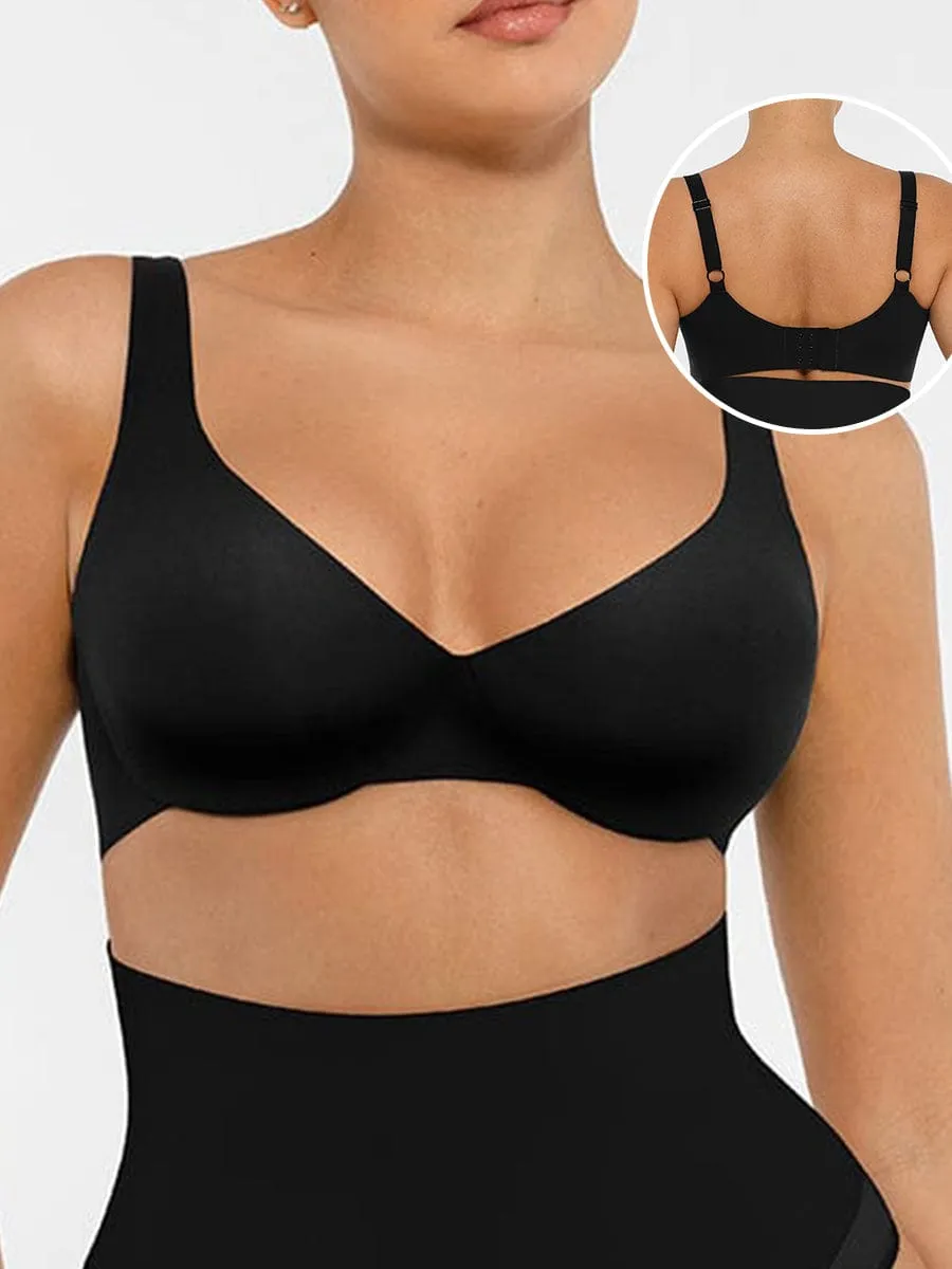 Unpadded Underwired Deep V-Neck Side Support Bra