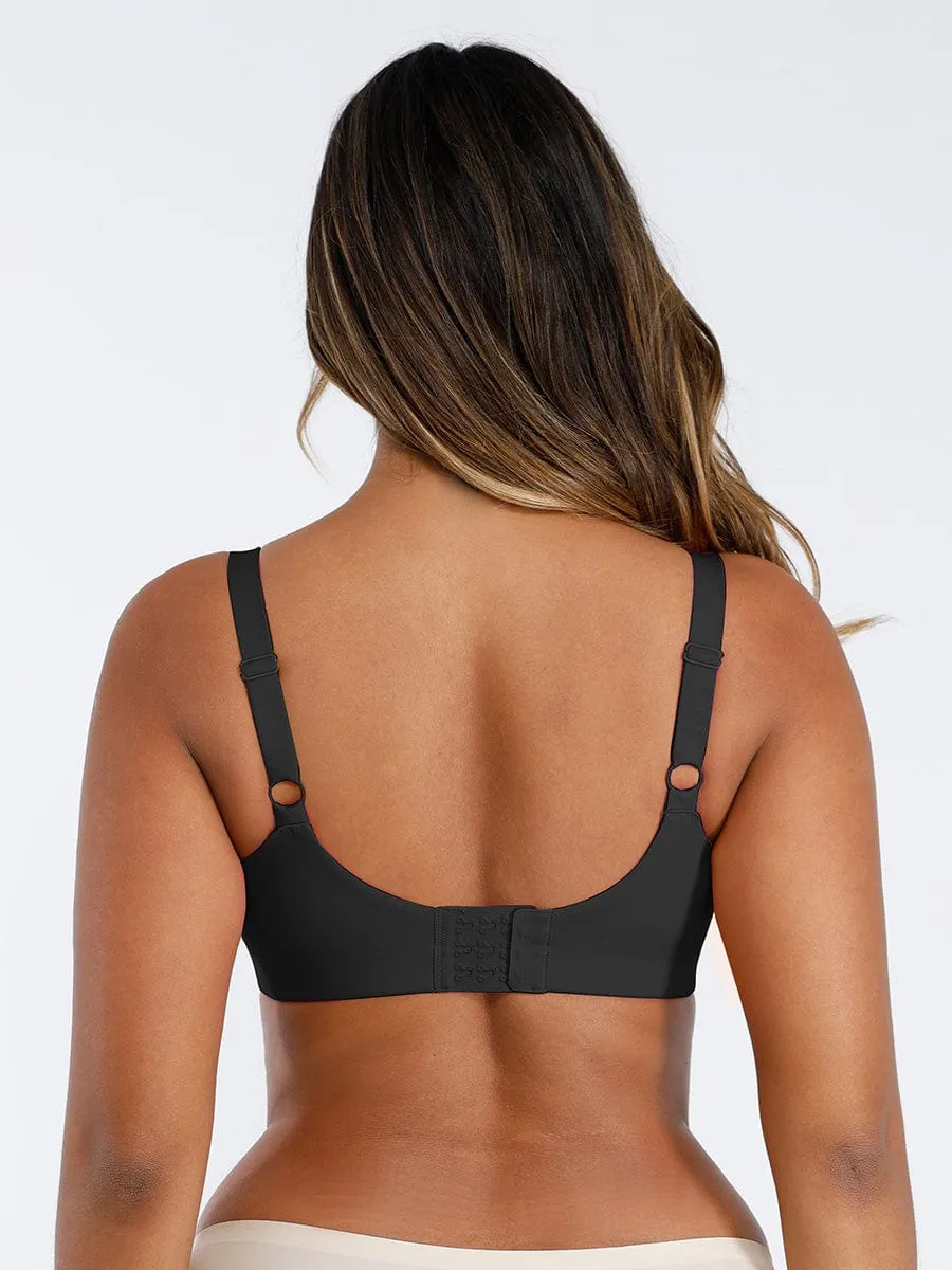 Unpadded Underwired Deep V-Neck Side Support Bra