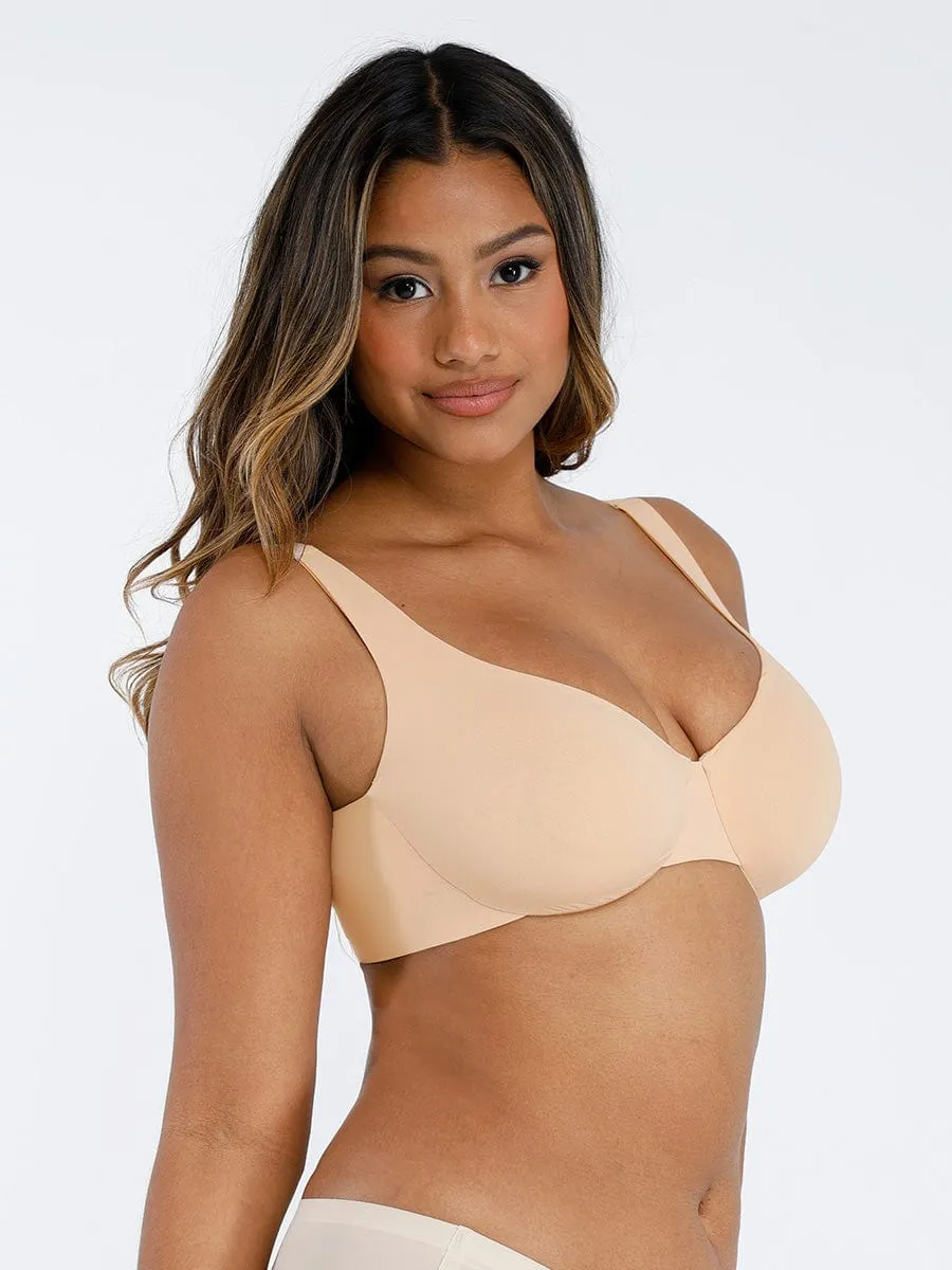 Unpadded Underwired Deep V-Neck Side Support Bra