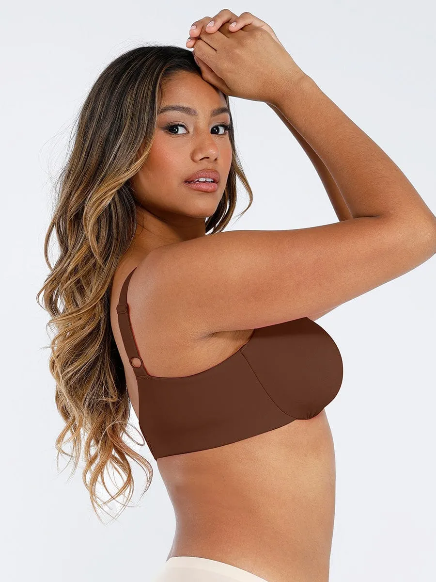 Unpadded Underwired Deep V-Neck Side Support Bra