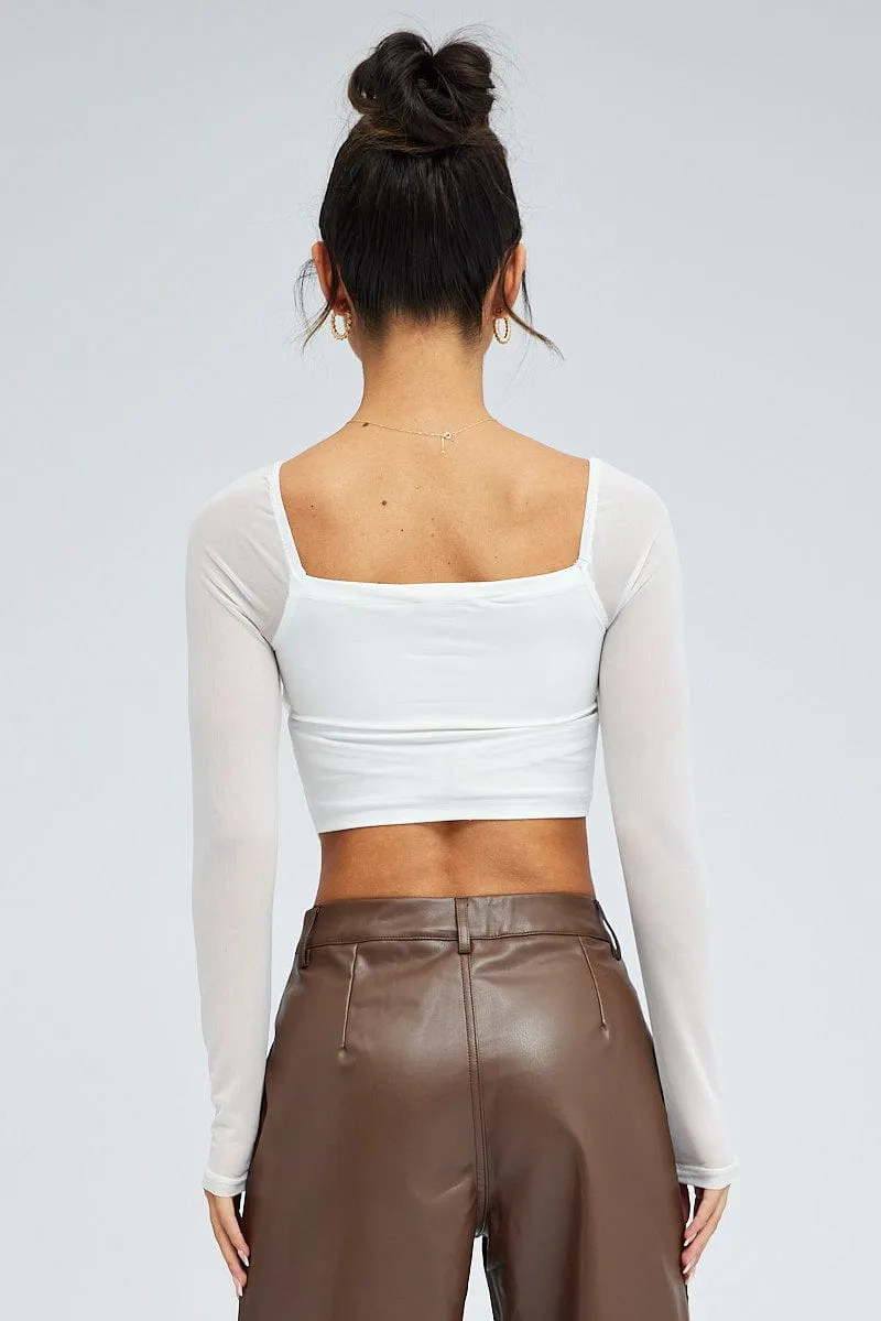 White Crop Top Long Sleeve