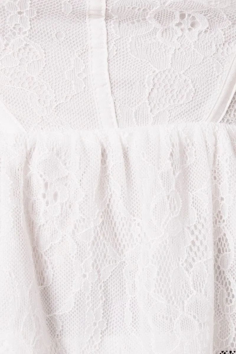 White Peplum Top Long Sleeve Lace