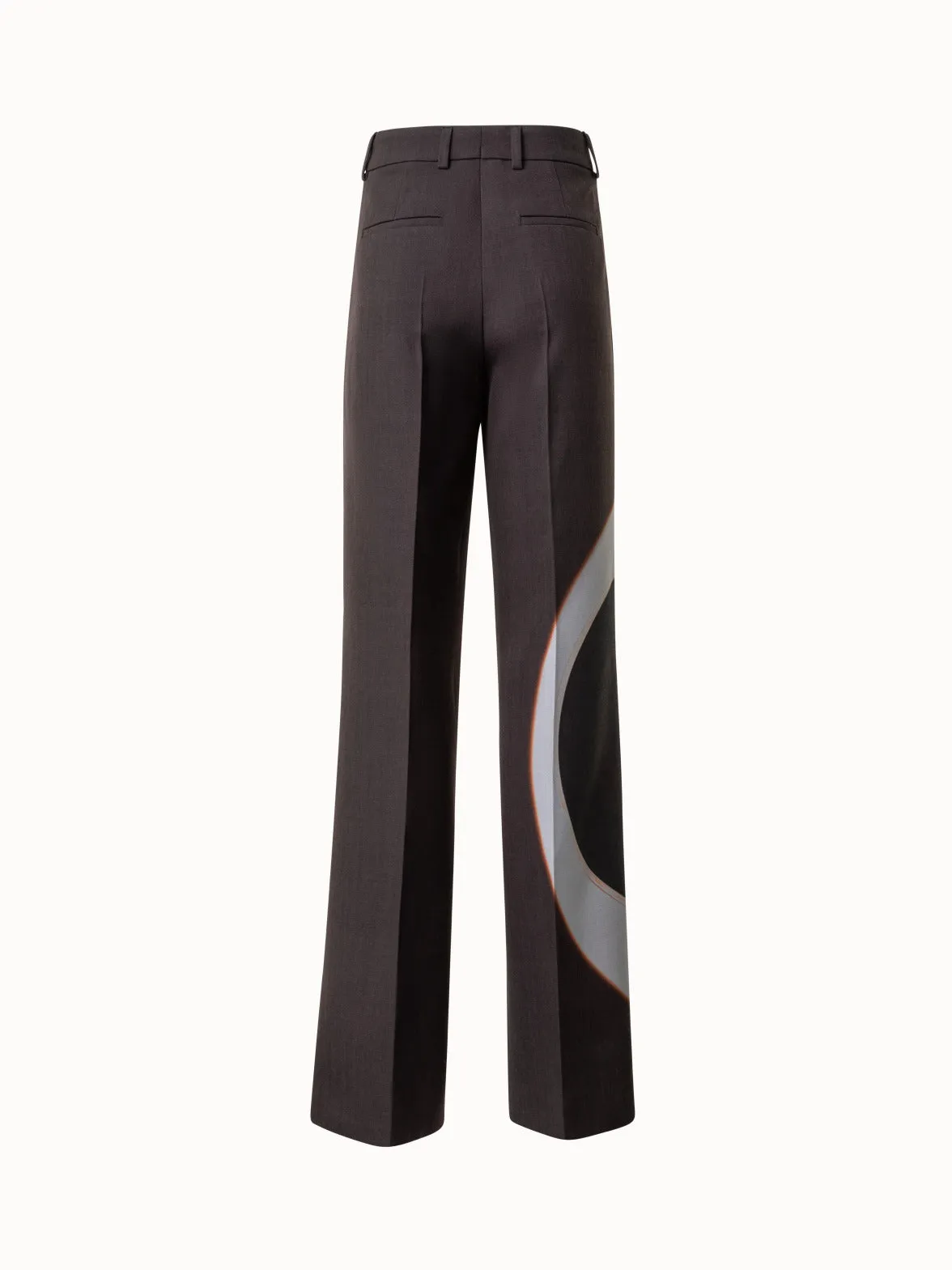 Wide Wool Double-Face Pants with Mocca Loop Print
