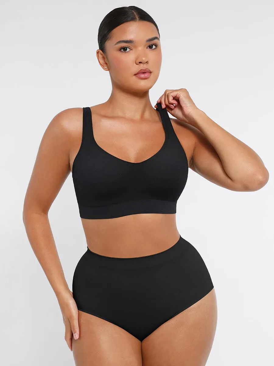 Wireless Seamless Bust Support Wide Shoulder Straps Shapewear Bra