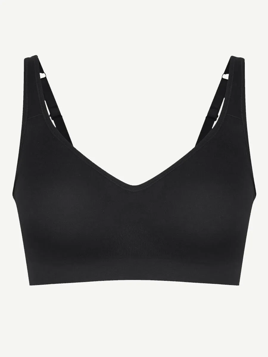 Wireless Seamless Bust Support Wide Shoulder Straps Shapewear Bra