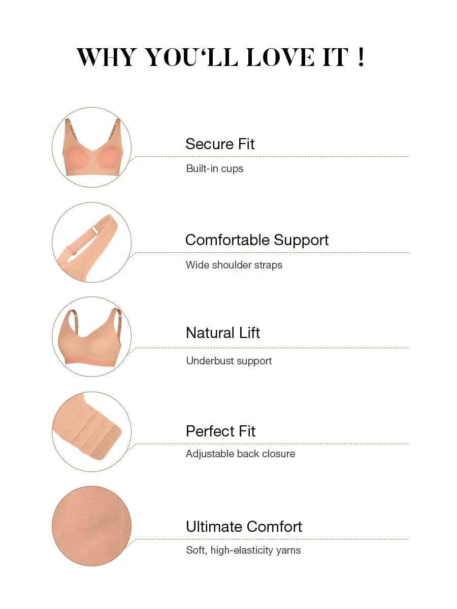Wireless Seamless Bust Support Wide Shoulder Straps Shapewear Bra