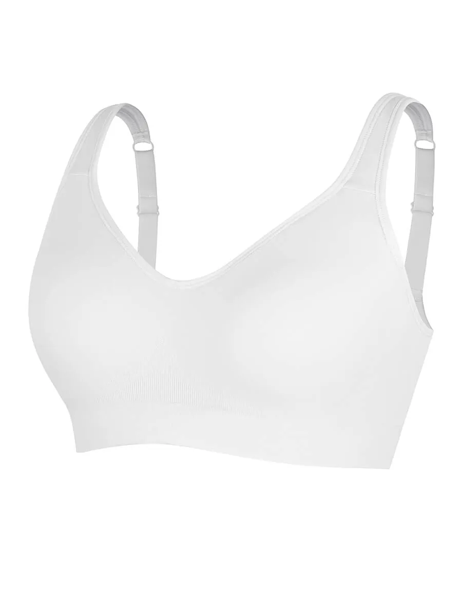 Wireless Seamless Bust Support Wide Shoulder Straps Shapewear Bra