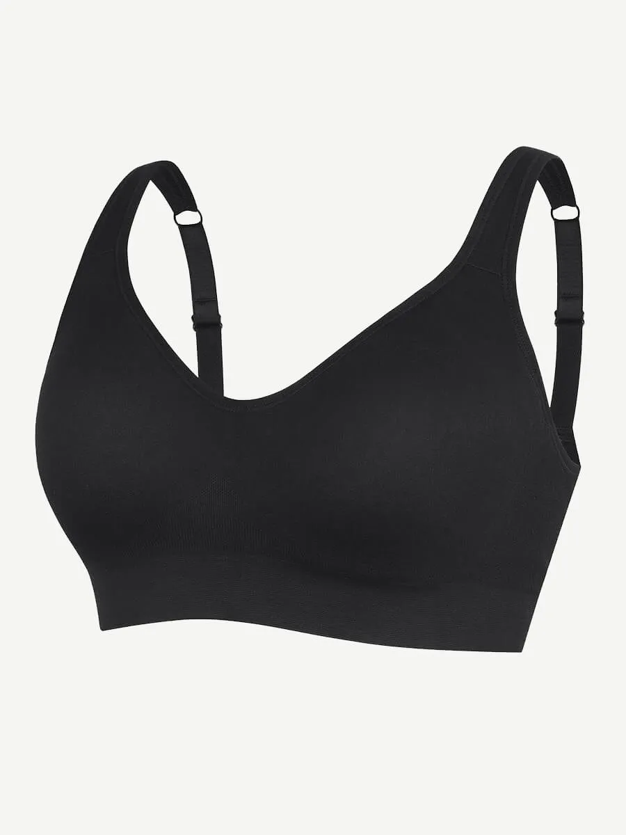 Wireless Seamless Bust Support Wide Shoulder Straps Shapewear Bra