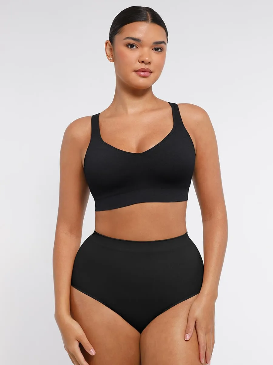 Wireless Seamless Bust Support Wide Shoulder Straps Shapewear Bra