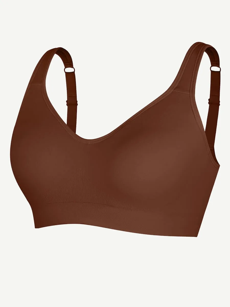 Wireless Seamless Bust Support Wide Shoulder Straps Shapewear Bra
