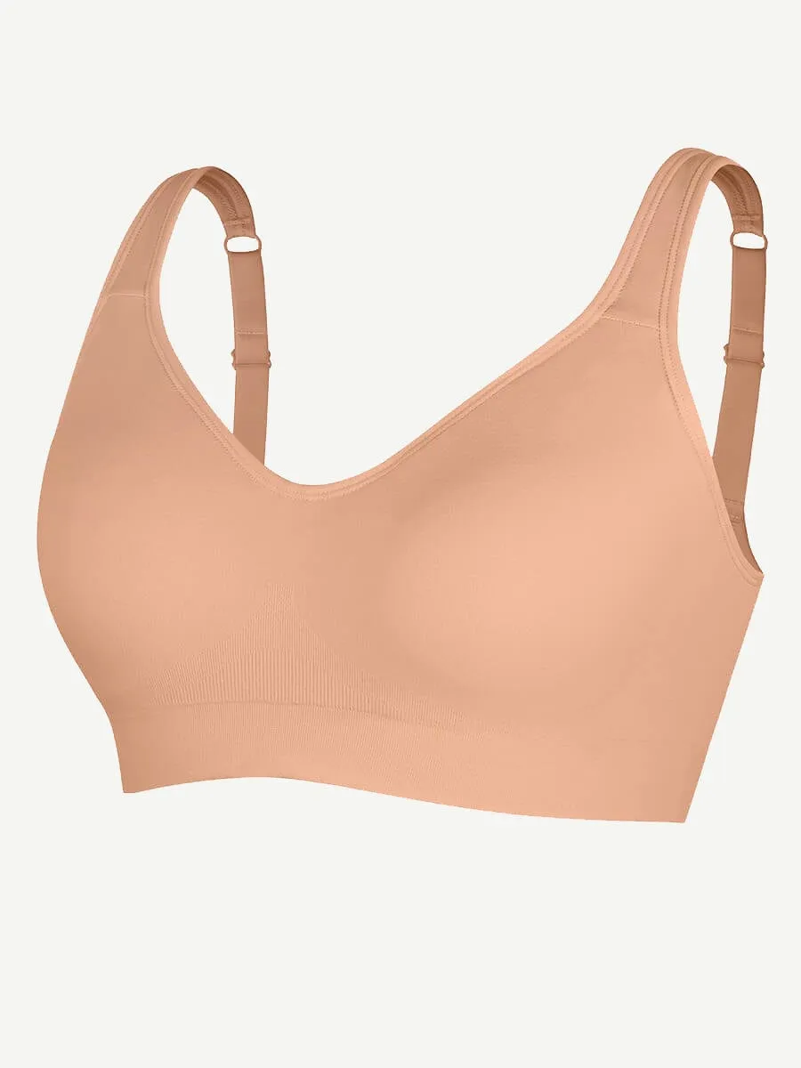 Wireless Seamless Bust Support Wide Shoulder Straps Shapewear Bra