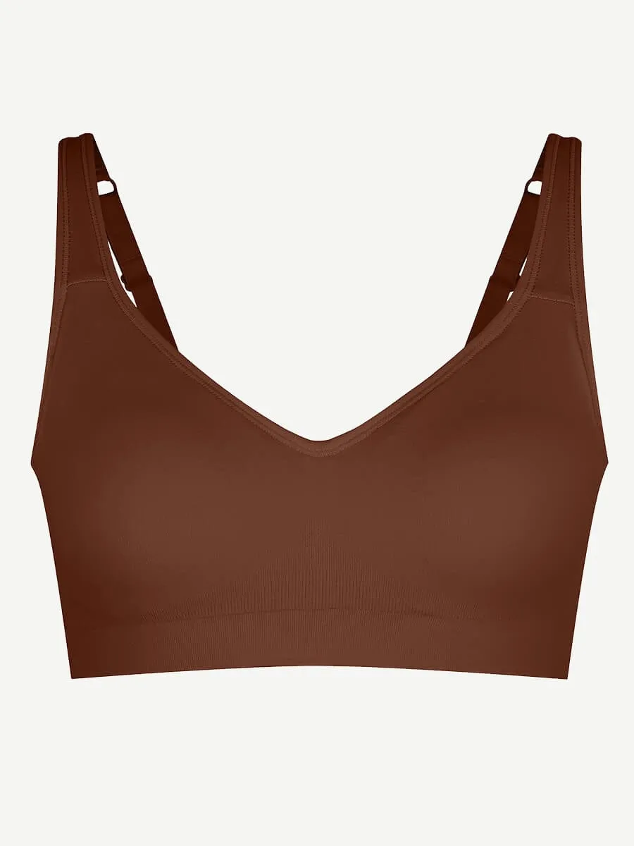 Wireless Seamless Bust Support Wide Shoulder Straps Shapewear Bra