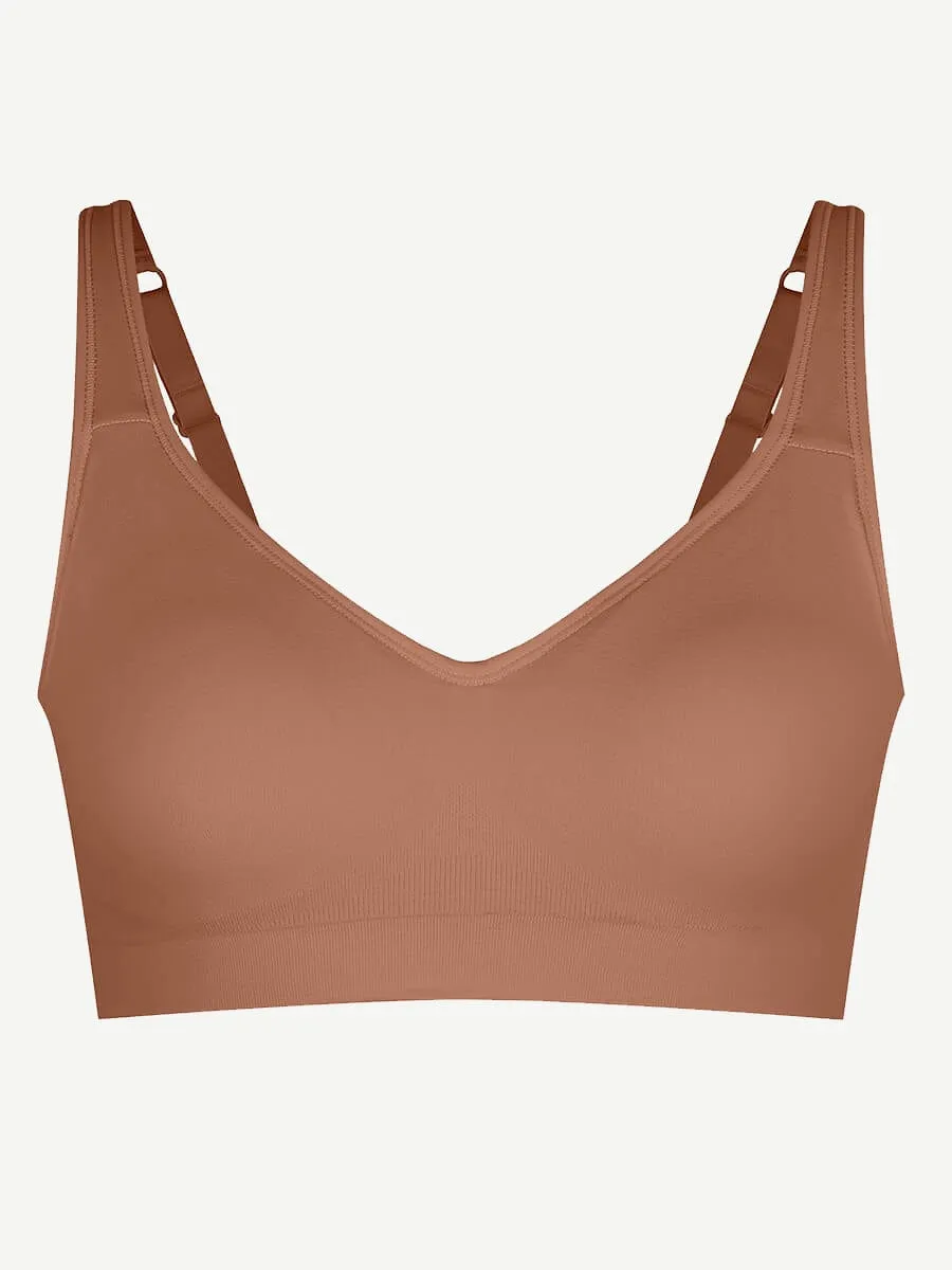 Wireless Seamless Bust Support Wide Shoulder Straps Shapewear Bra