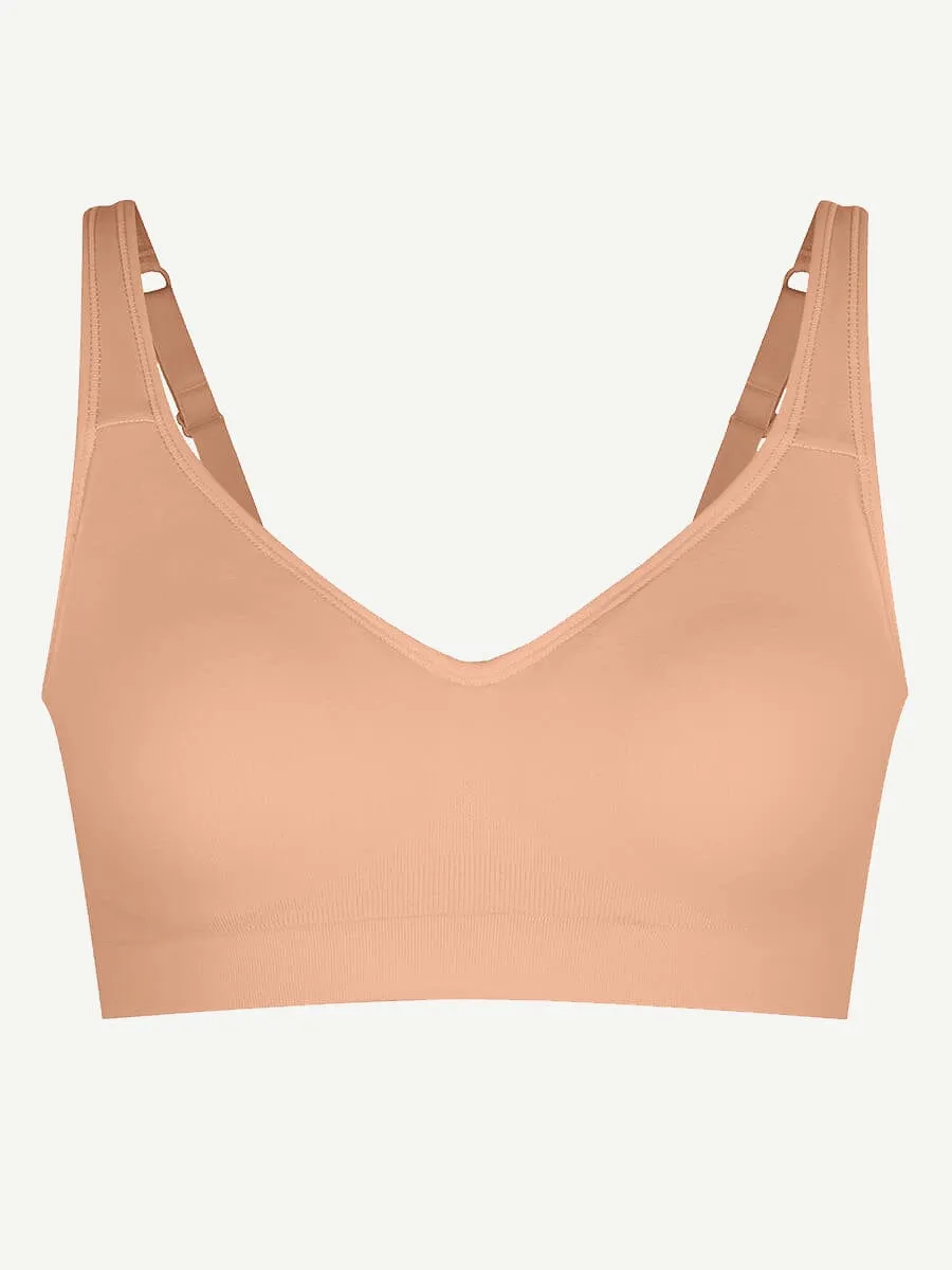 Wireless Seamless Bust Support Wide Shoulder Straps Shapewear Bra