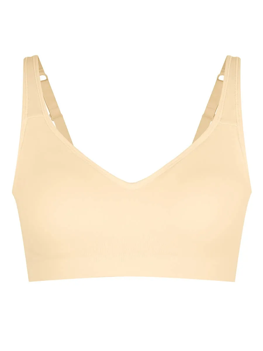 Wireless Seamless Bust Support Wide Shoulder Straps Shapewear Bra