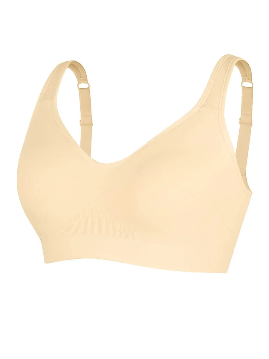 Wireless Seamless Bust Support Wide Shoulder Straps Shapewear Bra