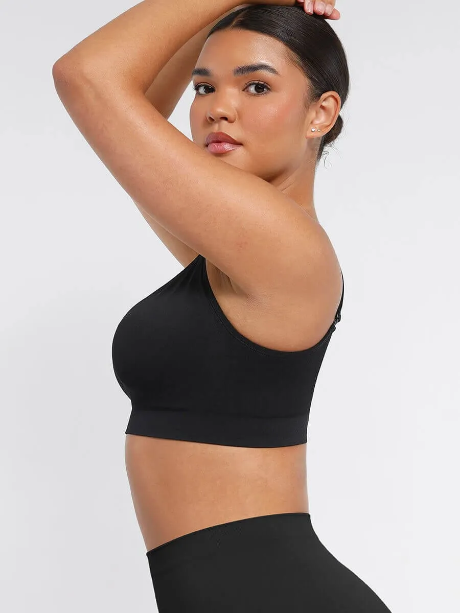 Wireless Seamless Bust Support Wide Shoulder Straps Shapewear Bra