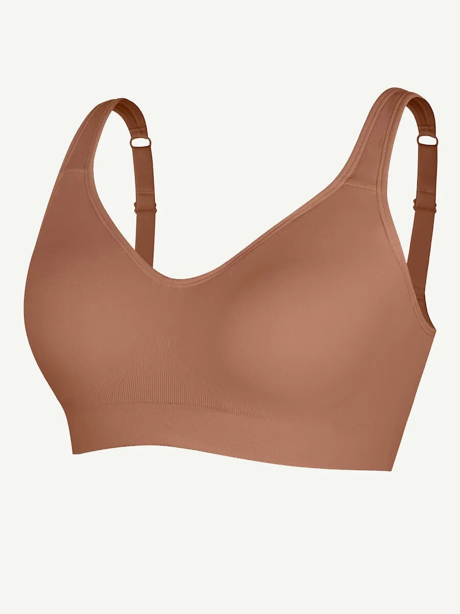 Wireless Seamless Bust Support Wide Shoulder Straps Shapewear Bra