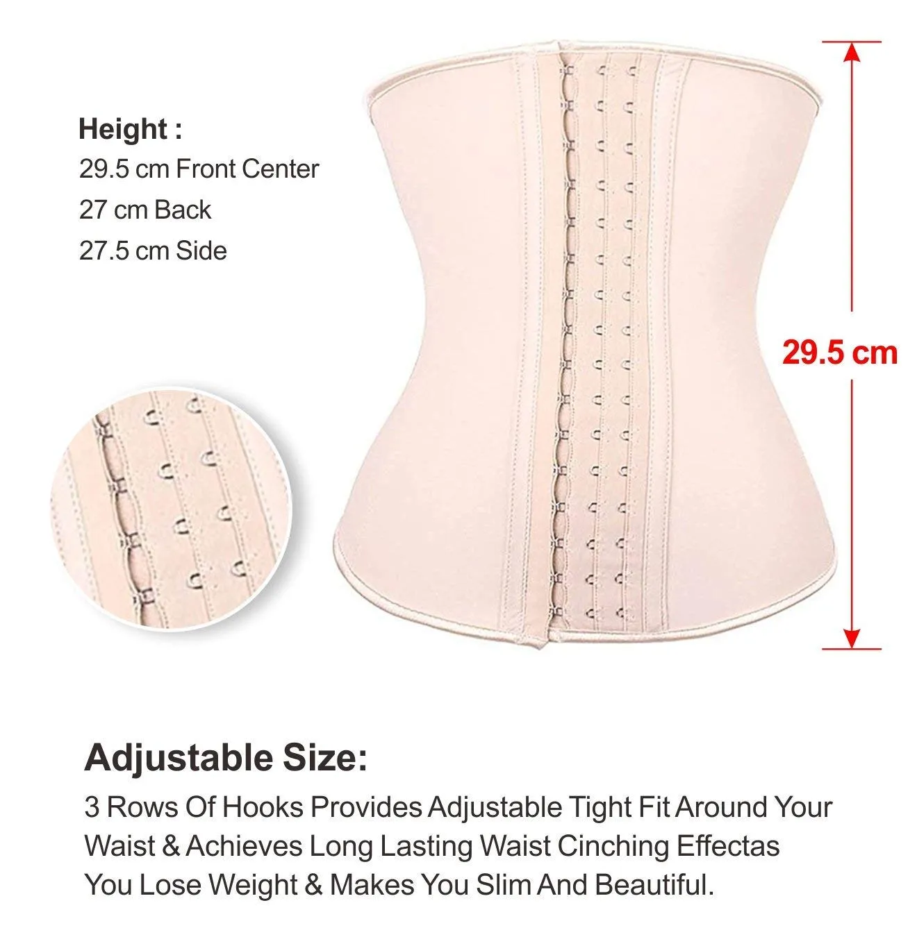 YIANNA Women Classic Latex Waist Trainer  9 Steel Bones 3 Row Hooks